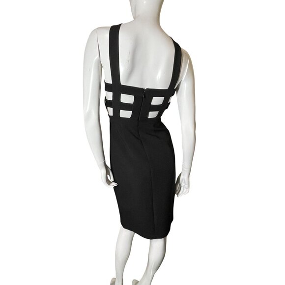 BCBG MAX AZRIA Black Midi Dress Size 0 Strappy Halter Side Cutouts LBD Date Part - Picture 10 of 15